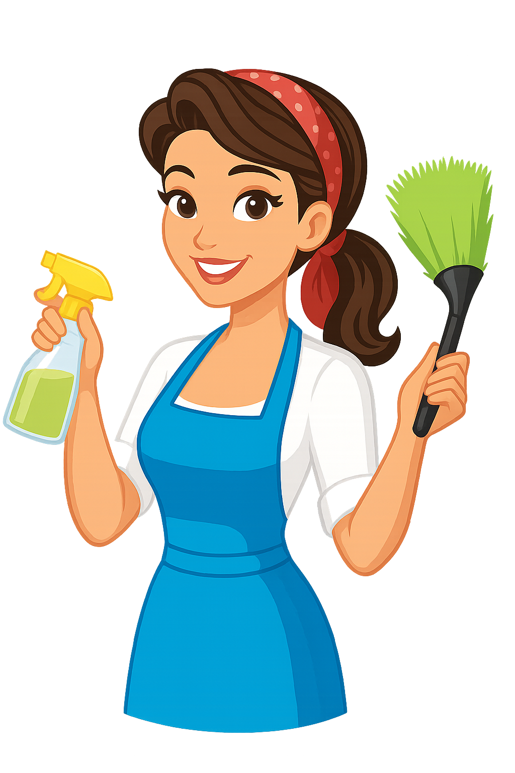Professional cleaning specialist with cleaning supplies